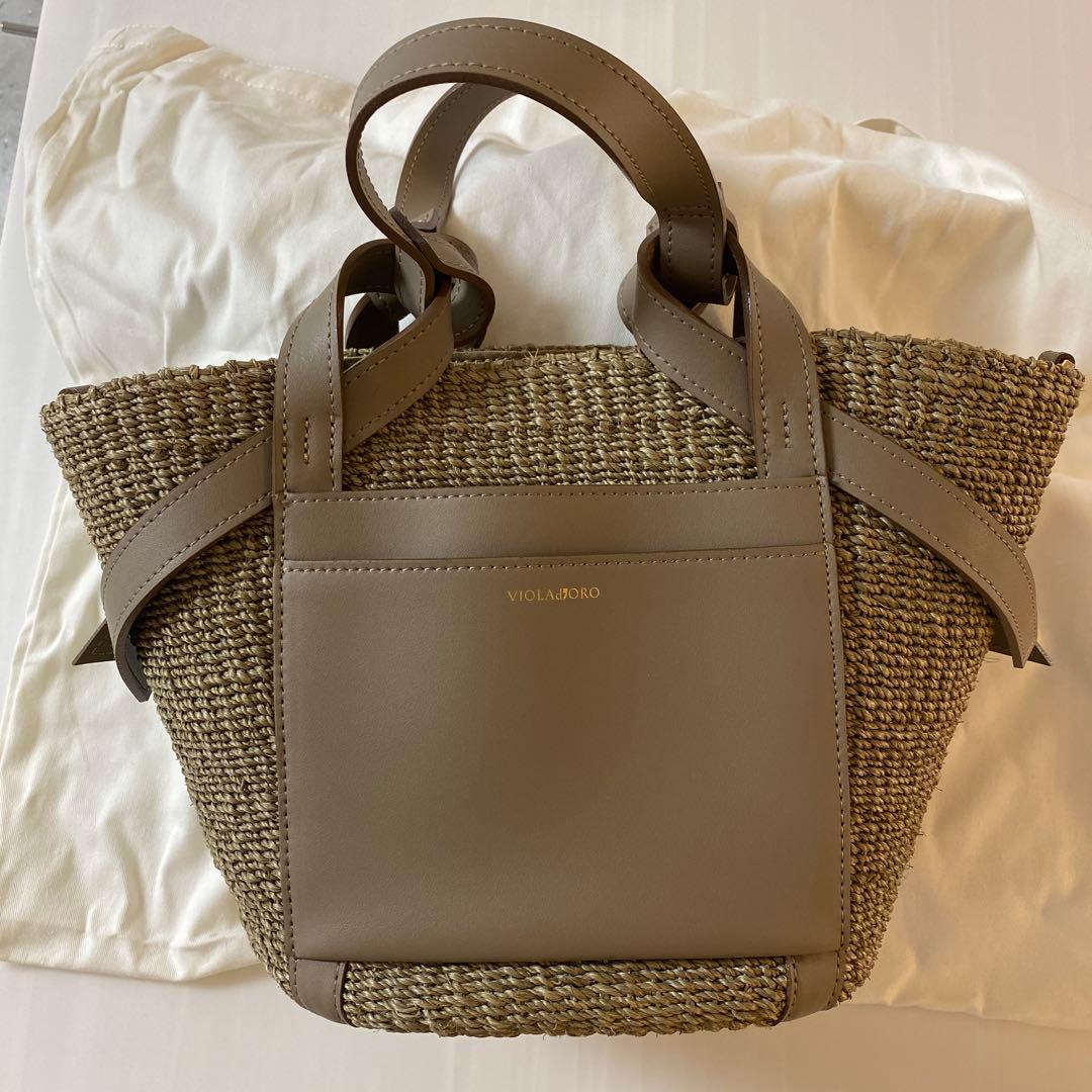 新品未使用　ヴィオラドーロ　レザーポケットかごバッグ (エコバッグ付き)