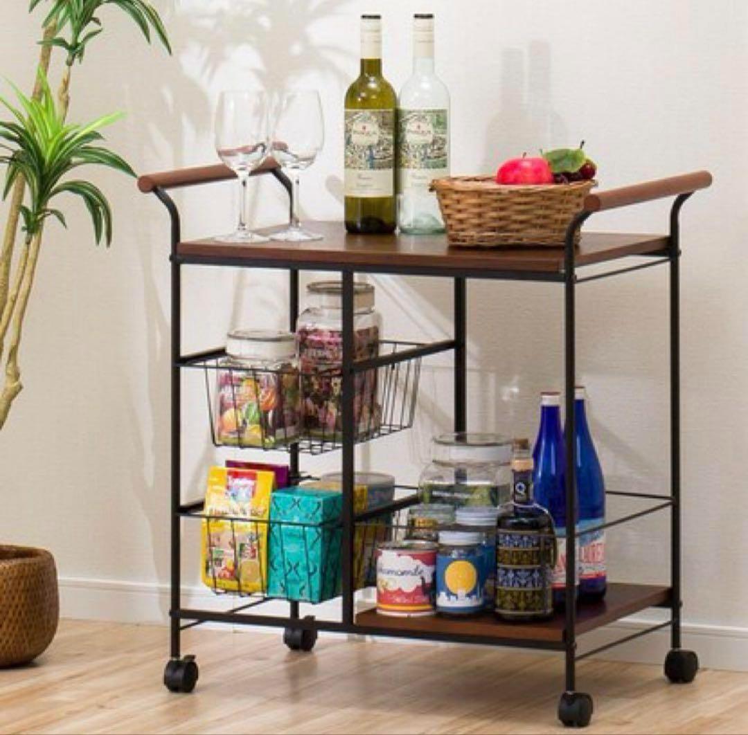 ニトリ キッチンワゴン トリエステ 7169 MBR ミドルブラウン