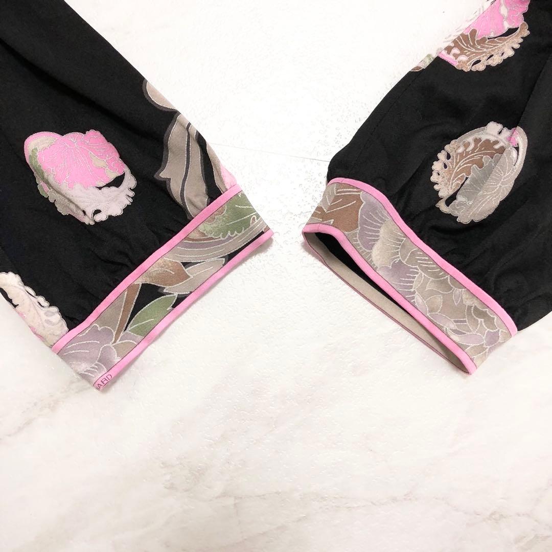 【未使用級✨️LEONARD】 カンカン素材 お花 L 黒 近年タグ チュニック