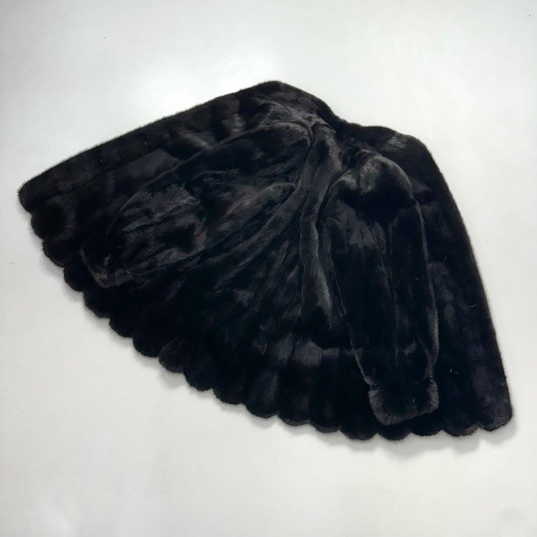 ツヤ◎SAGA MINK ミンク ファーコート 黒 スカラップ　大きいサイズ