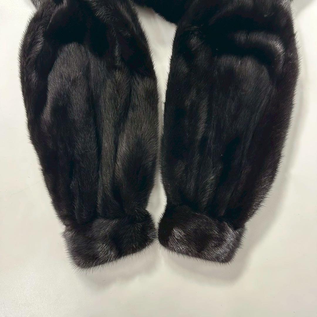 ツヤ◎SAGA MINK ミンク ファーコート 黒 スカラップ　大きいサイズ