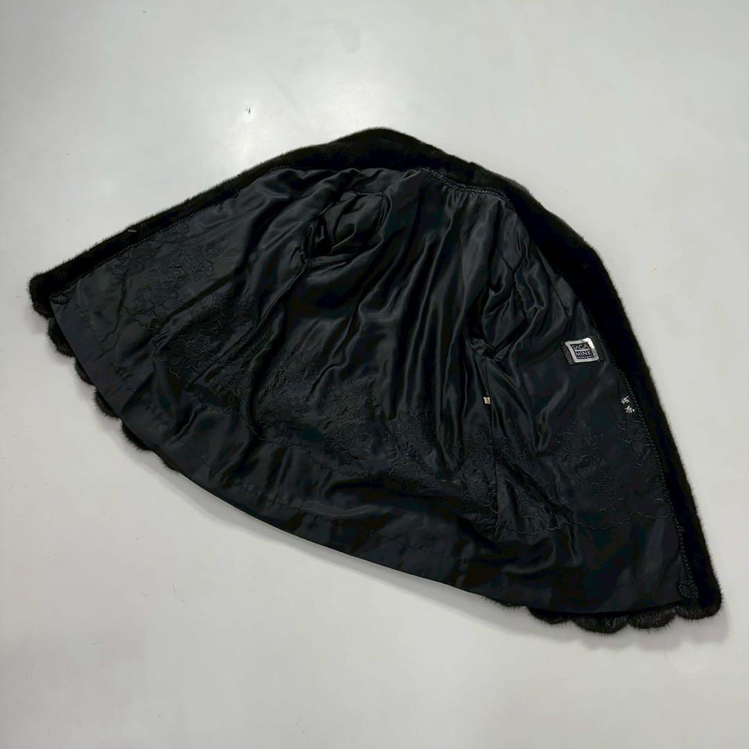 ツヤ◎SAGA MINK ミンク ファーコート 黒 スカラップ　大きいサイズ