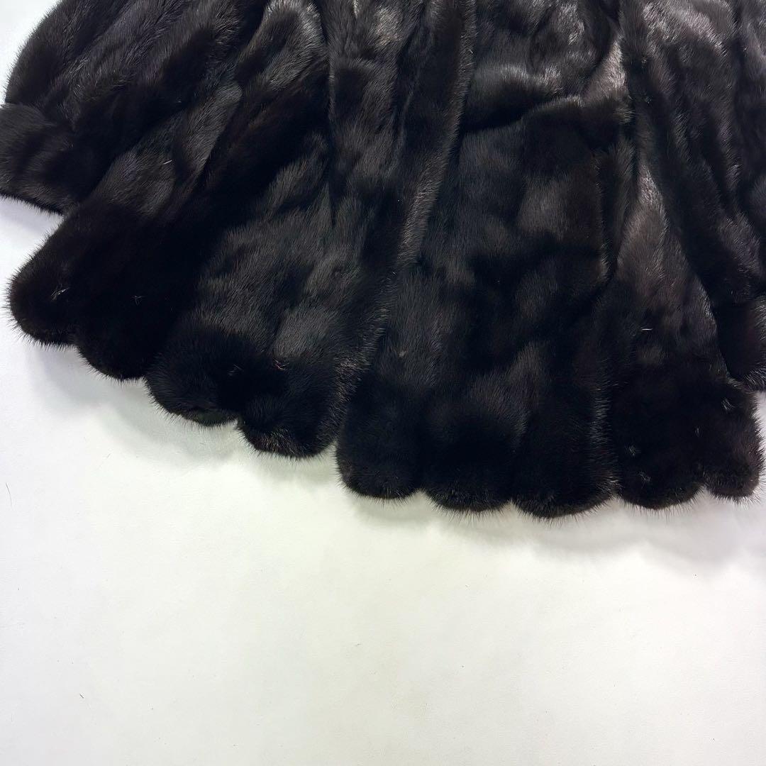 ツヤ◎SAGA MINK ミンク ファーコート 黒 スカラップ　大きいサイズ