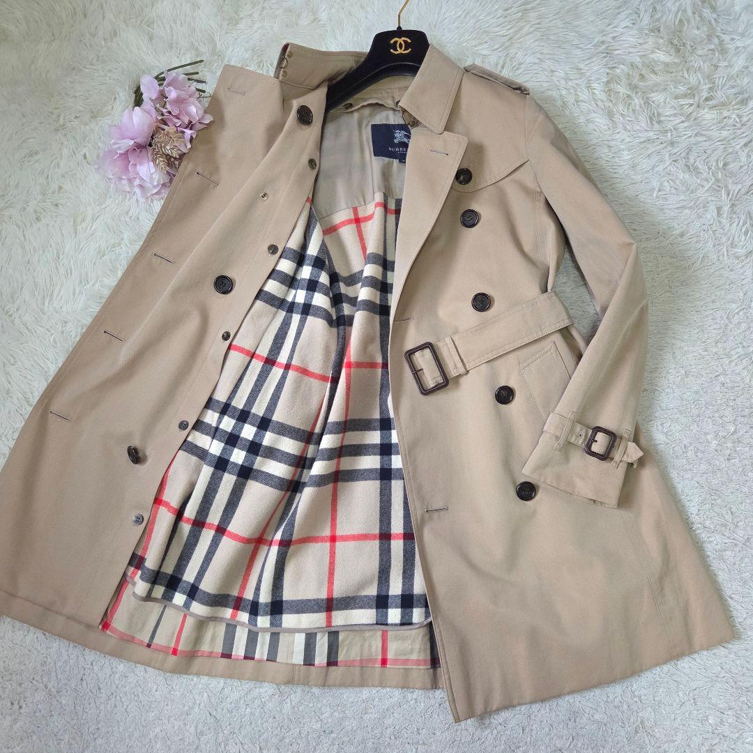 美品 バーバリー ハニーベージュ トレンチコート ライナー ノバチェック 36S