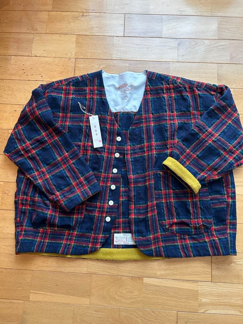快晴堂　カバージャケット　ネイビータータンチェック