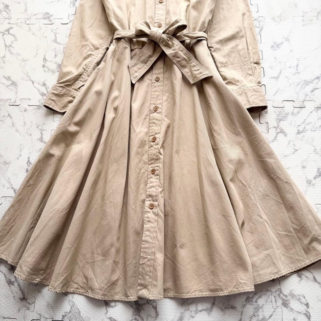 近年モデル✨ ポロラルフローレン シャツワンピース ロング丈 ロゴ刺繍 ML相当