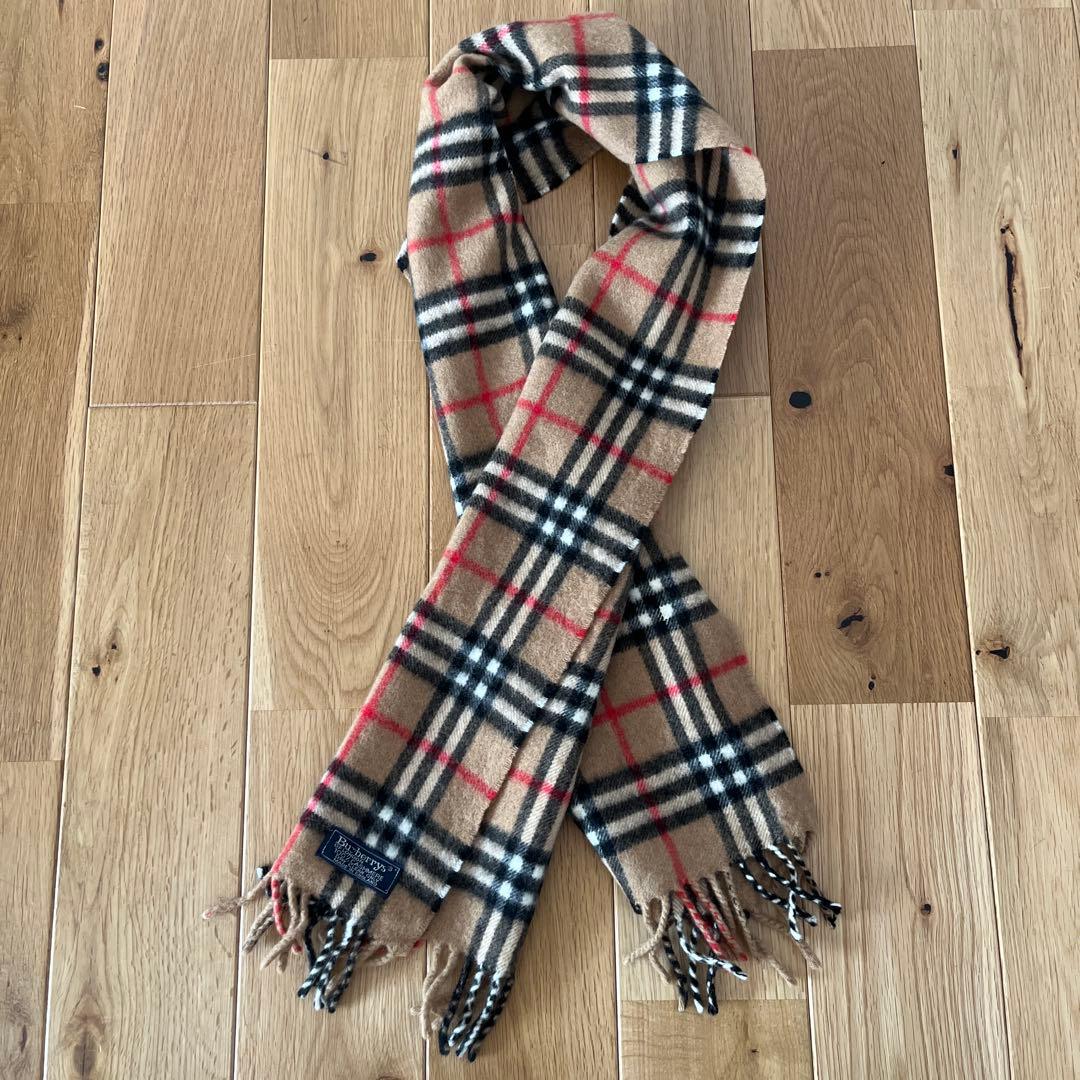 Burberryカシミヤ100マフラー ノバチェック キャメル 英国製