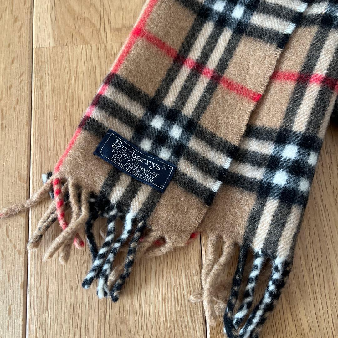 Burberryカシミヤ100マフラー ノバチェック キャメル 英国製