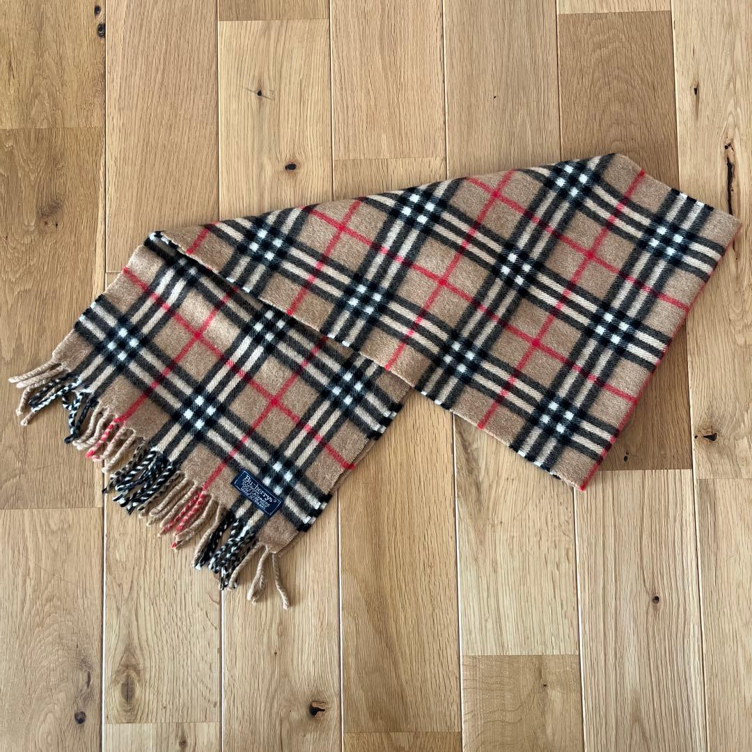 Burberryカシミヤ100マフラー ノバチェック キャメル 英国製