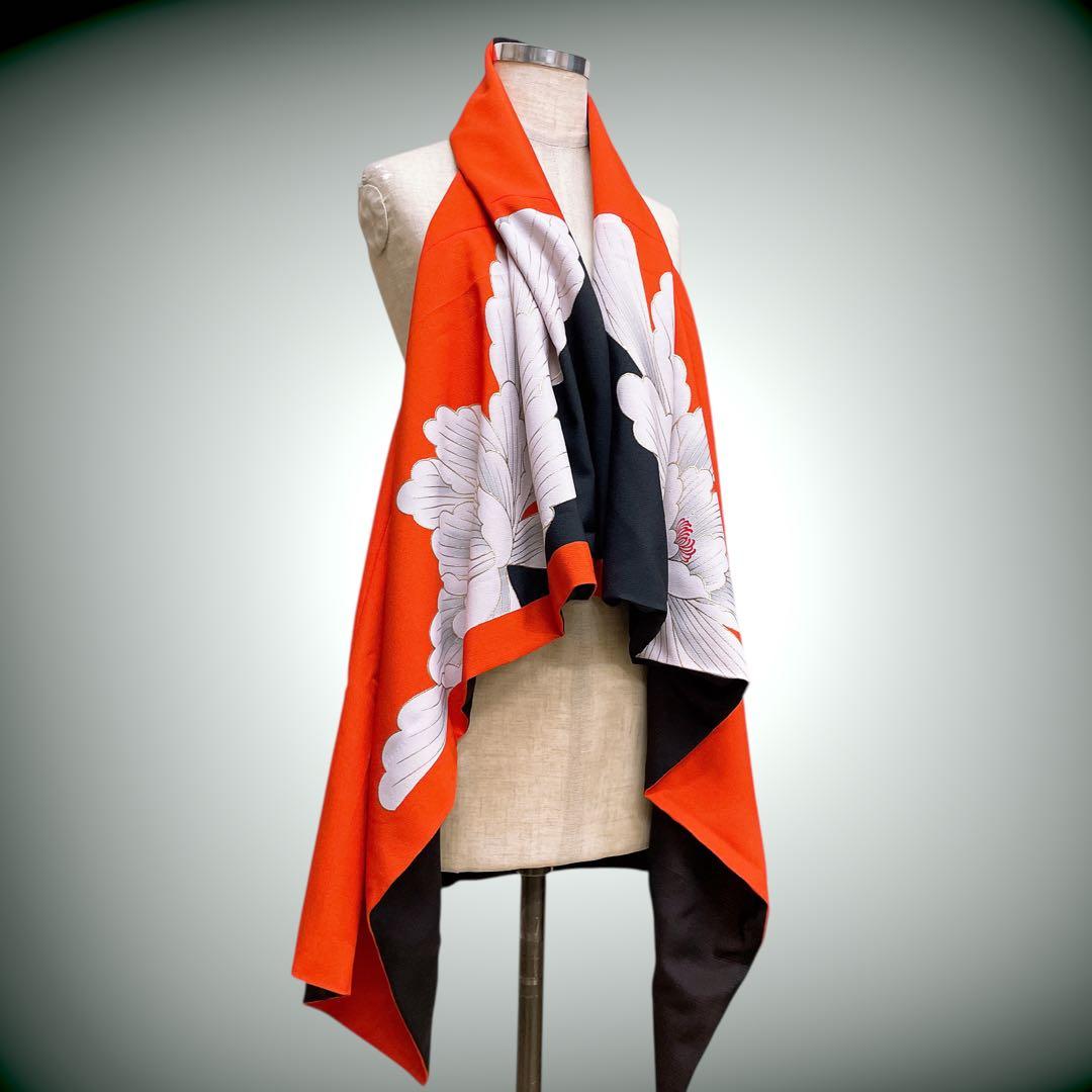 スクエア変型ジレ 着物リメイク リバーシブル フリーサイズ J71226