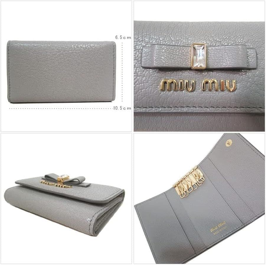 未使用 ミュウミュウ マドラス レザー 6連 キーケース グレー