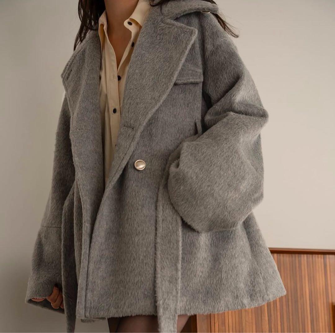 ジャケット・アウター mideal shaggy middle coat GRAY