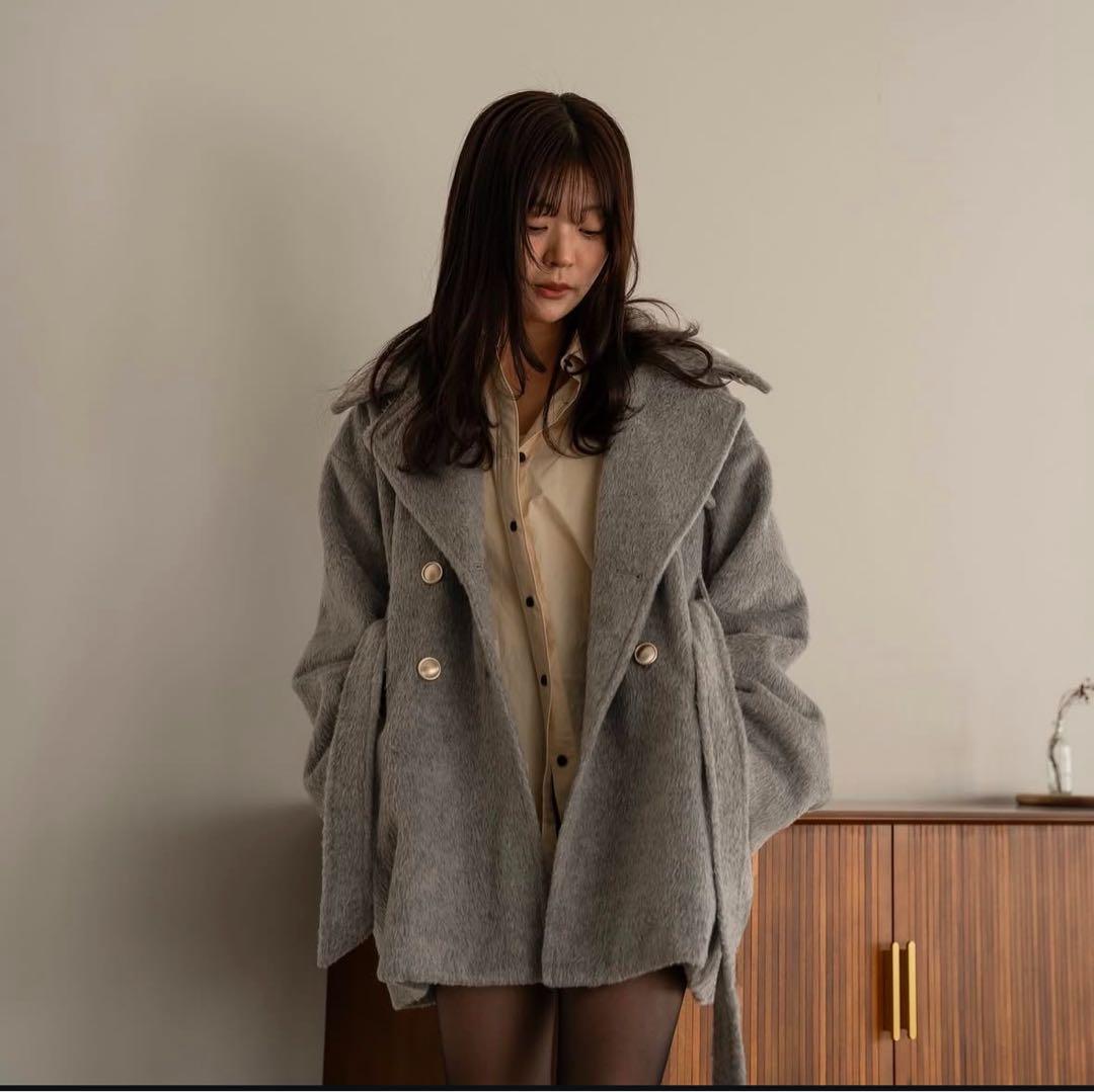 ジャケット・アウター mideal shaggy middle coat GRAY