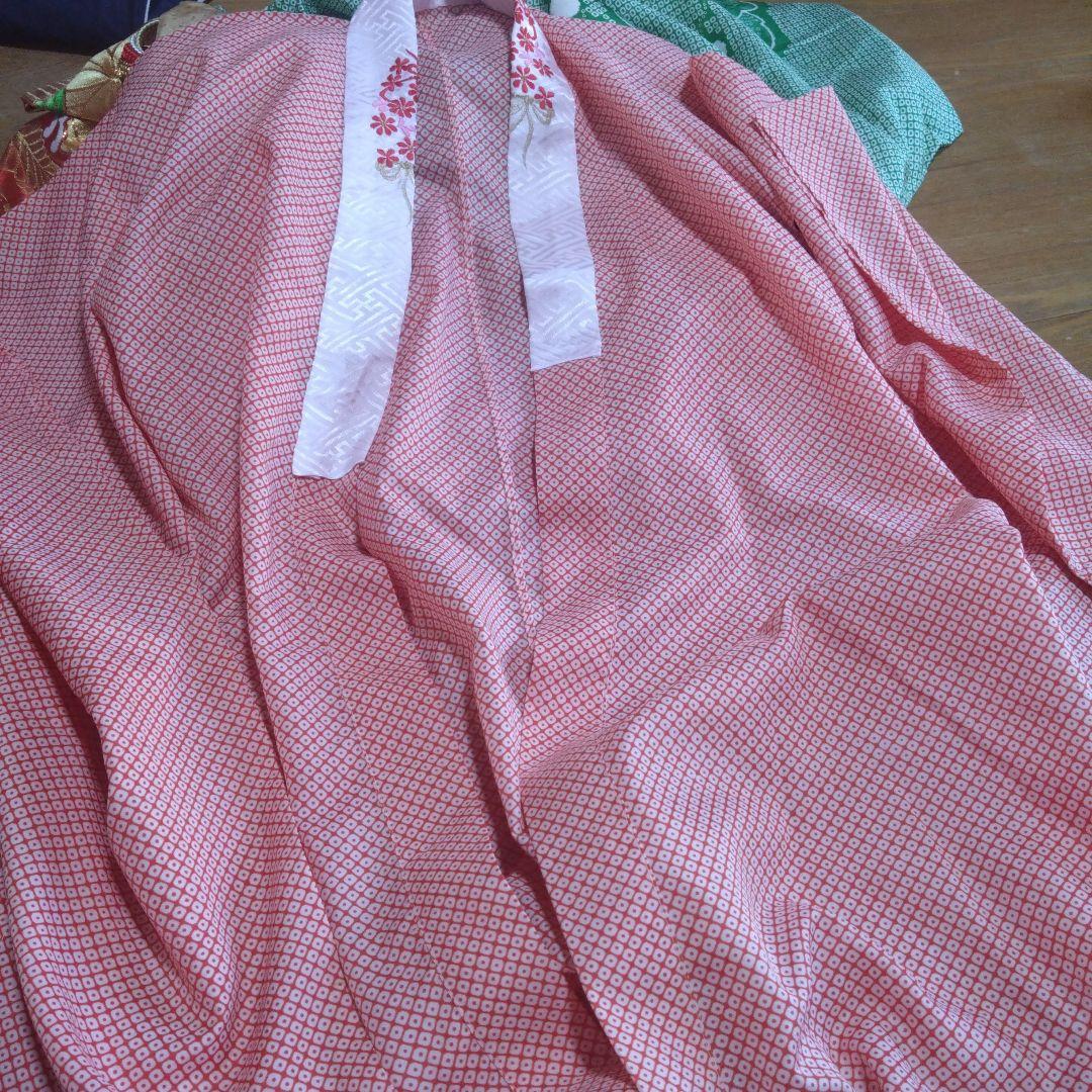 七歳★花緑の鹿の子柄★帯草履はこせこ