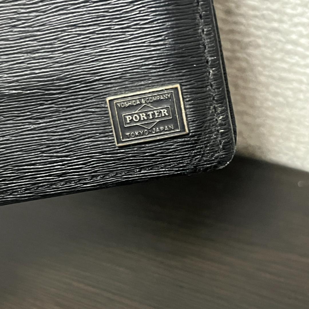 PORTER ポーター ブラック レザー マネークリップ 二つ折り 財布 黒