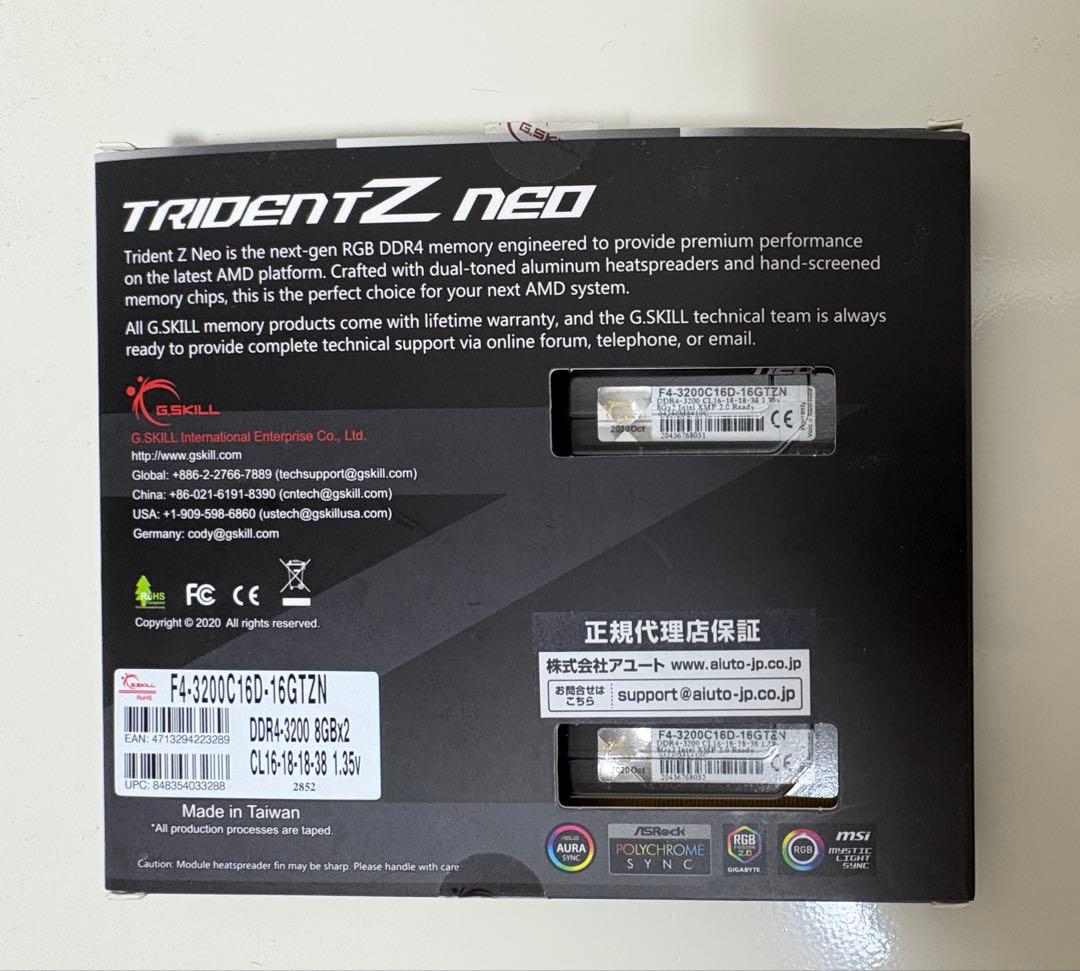 その他 G.SKILL TRIDENT Z NEO DDR4 16GB (2x8GB)