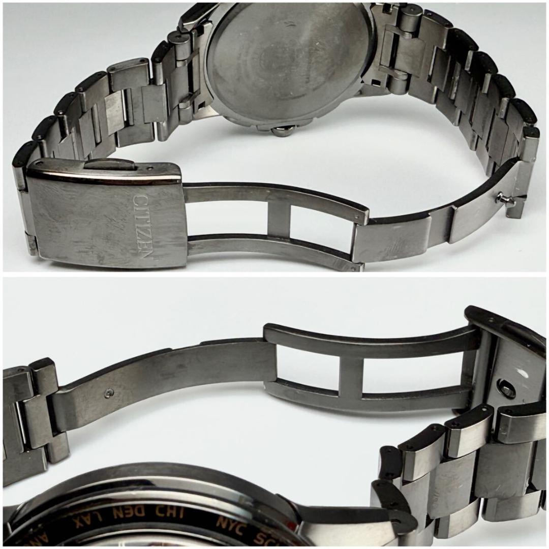 【稼働】シチズン 腕時計 アテッサ 電波ソーラー チタン ネイビー文字盤