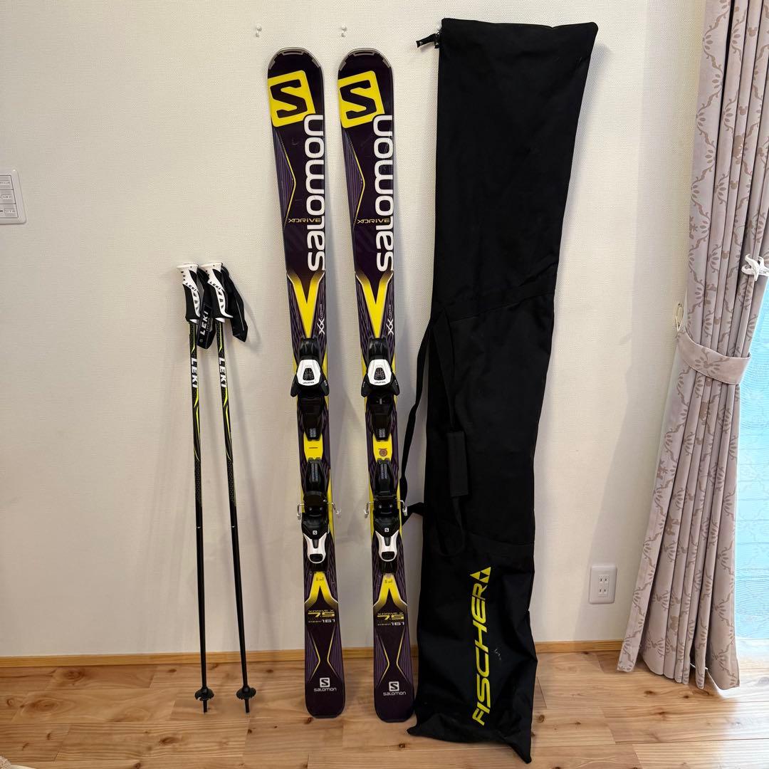 Salomon X-Drive 7.5 スキーセット ストック、ケース付