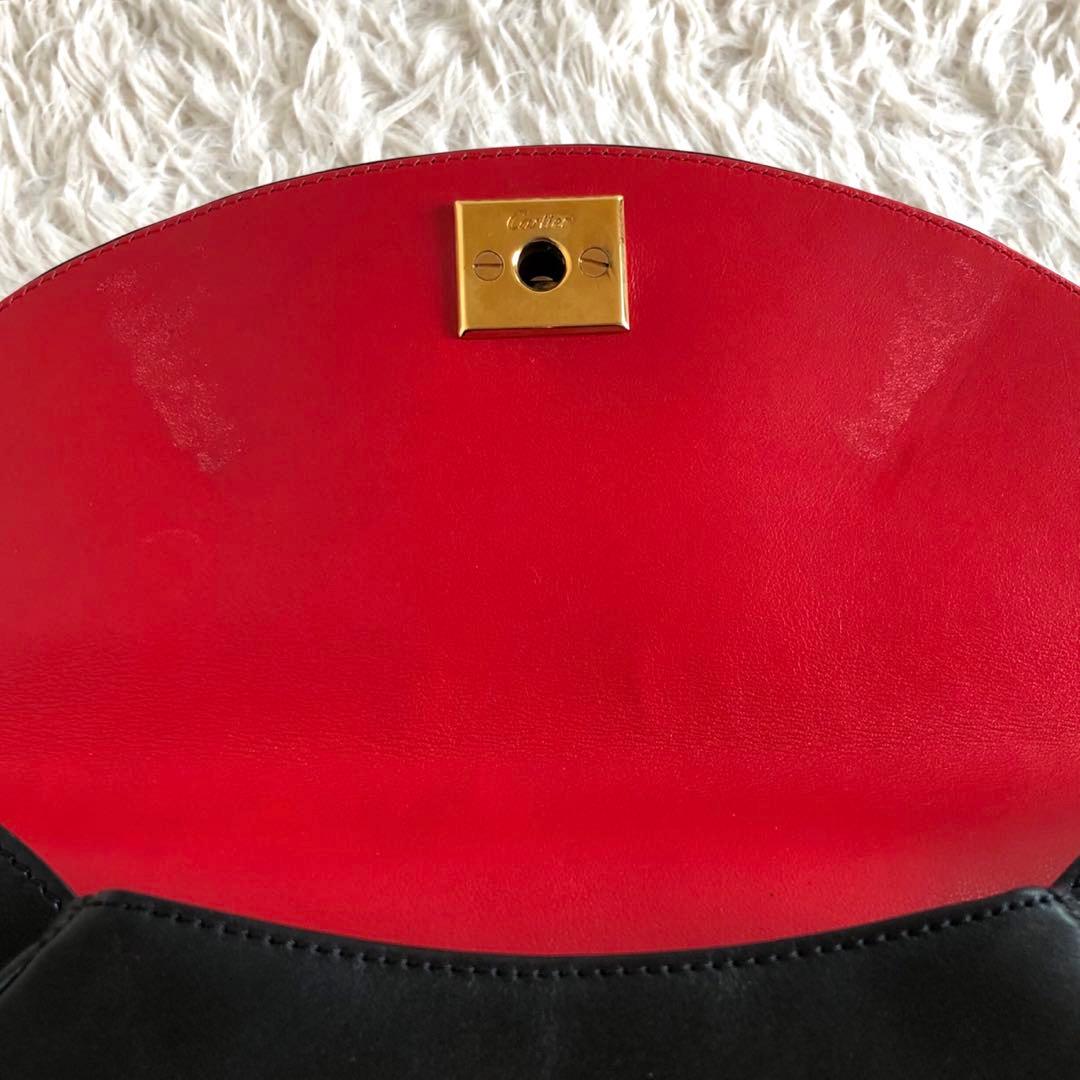 【フランス製】カルティエ　パンテール　クラッチバッグ　黒　本革　ゴールド金具