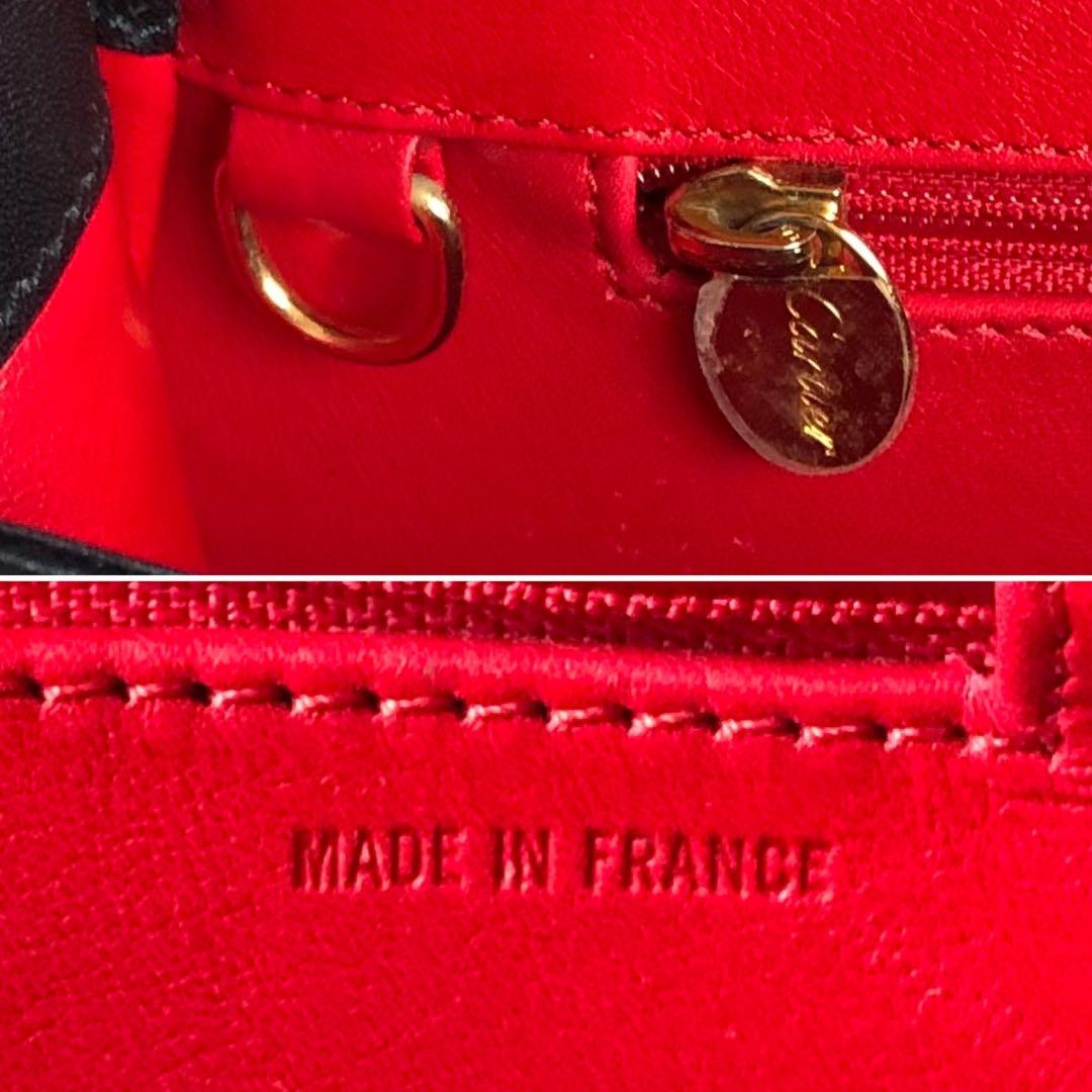 【フランス製】カルティエ　パンテール　クラッチバッグ　黒　本革　ゴールド金具