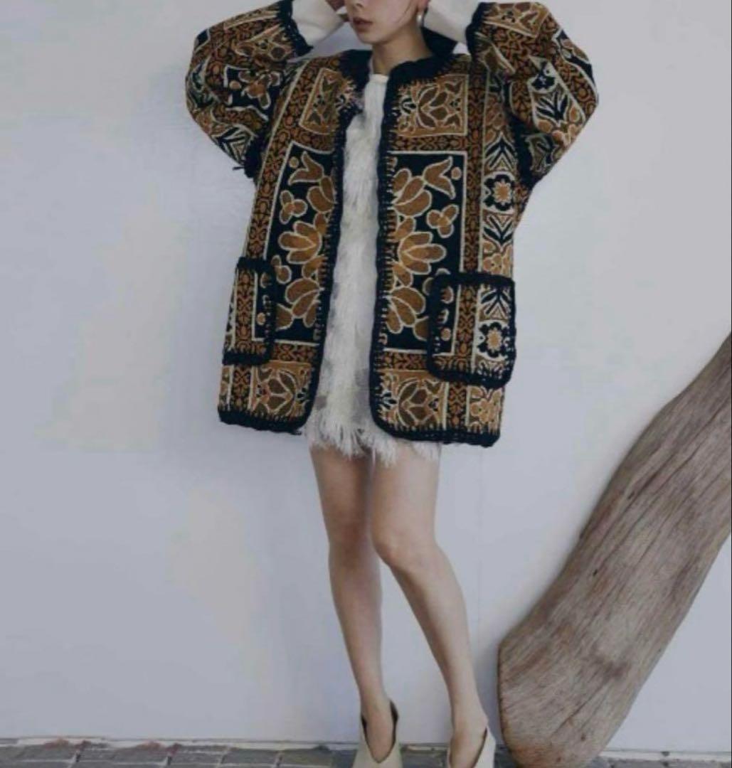 ジャケット・アウター Ameri RUG PATTERN KNIT JACKET