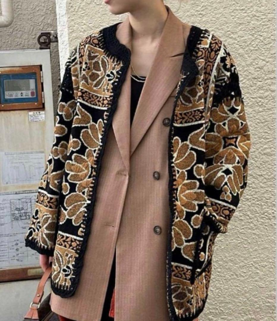 ジャケット・アウター Ameri RUG PATTERN KNIT JACKET