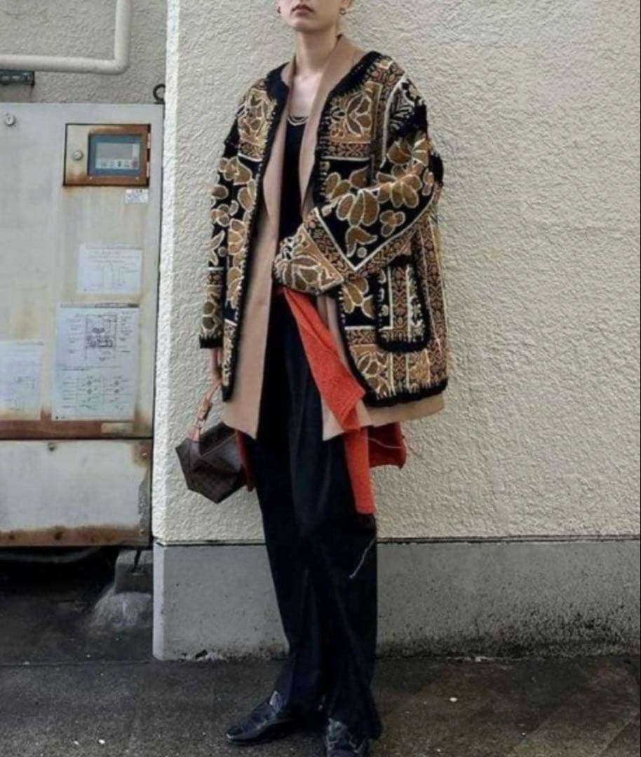 ジャケット・アウター Ameri RUG PATTERN KNIT JACKET