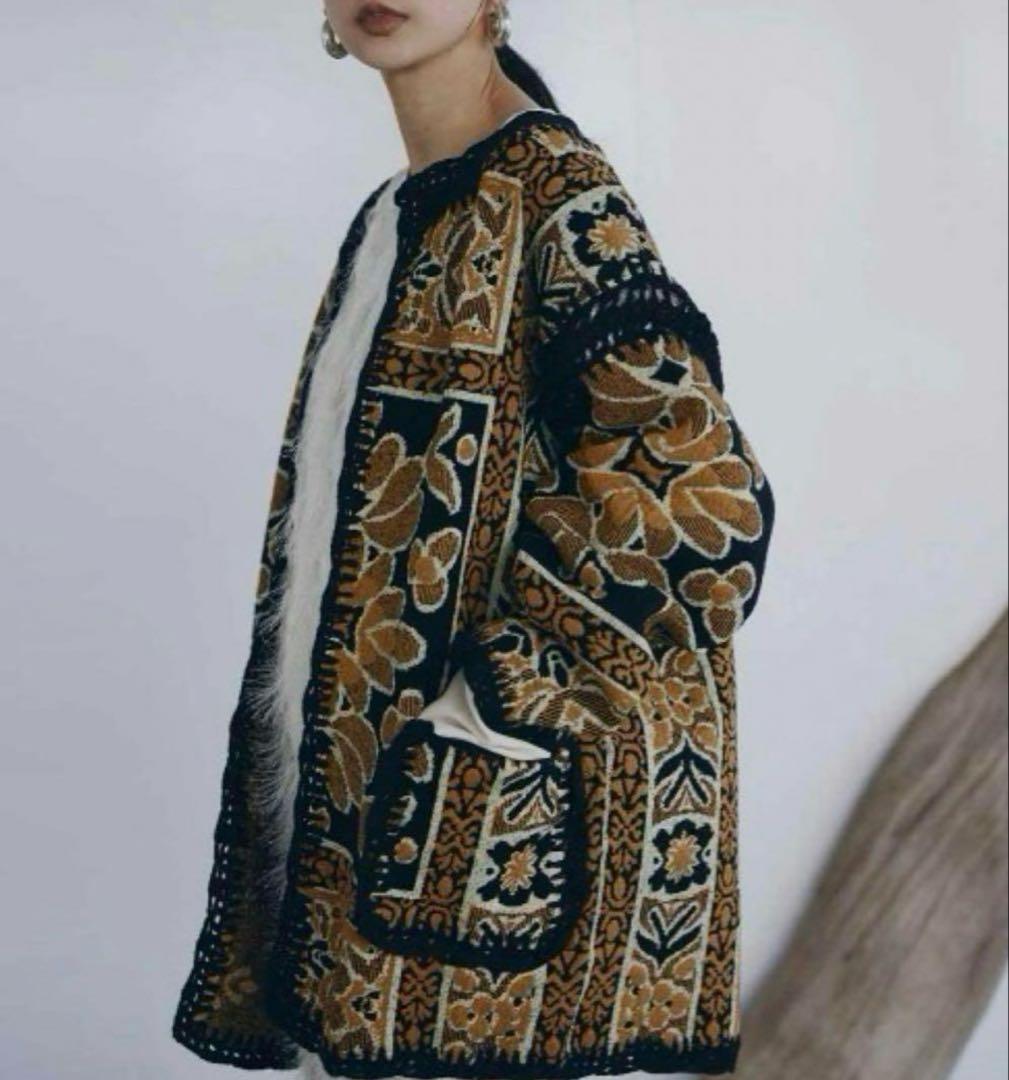 ジャケット・アウター Ameri RUG PATTERN KNIT JACKET