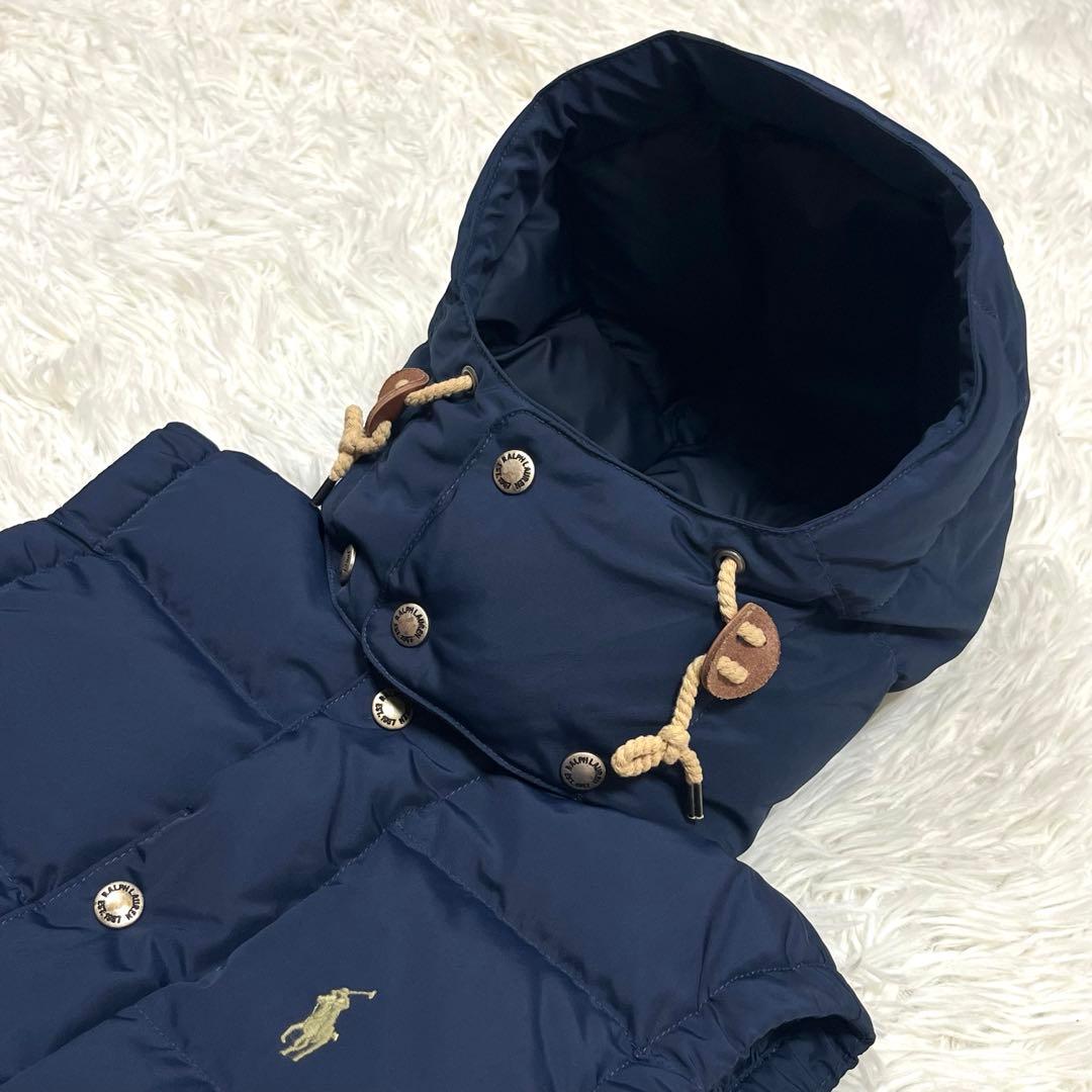 美品✨ラルフローレン フード付きダウンベスト ネイビー レディースXSポニー刺繍