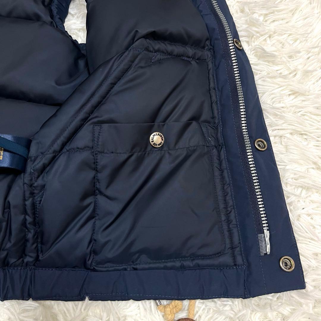 美品✨ラルフローレン フード付きダウンベスト ネイビー レディースXSポニー刺繍