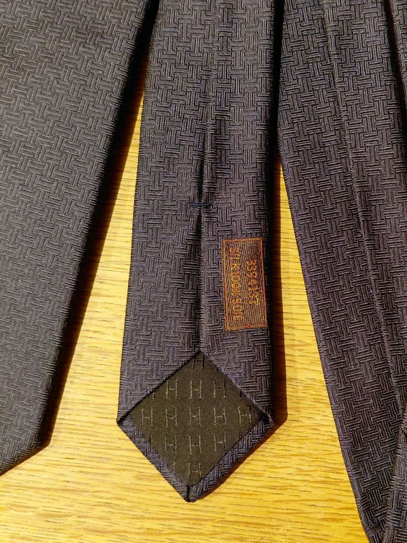 HERMES ネイビー テクスチャー ネクタイ 新品未使用 箱付き