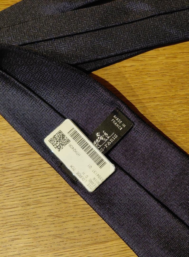 HERMES ネイビー テクスチャー ネクタイ 新品未使用 箱付き