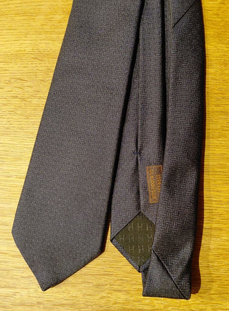 HERMES ネイビー テクスチャー ネクタイ 新品未使用 箱付き