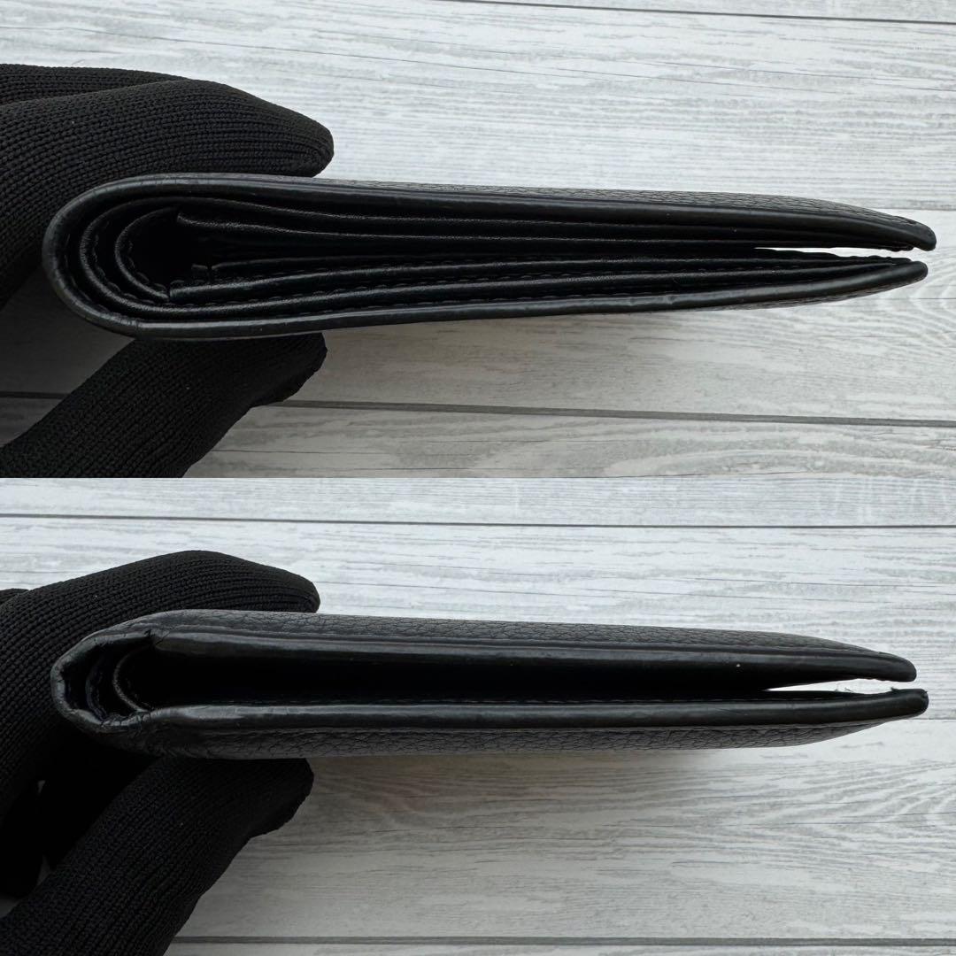 【希少・美品】LOEWE バイフォールド アナグラム 二つ折り ブラック　レザー