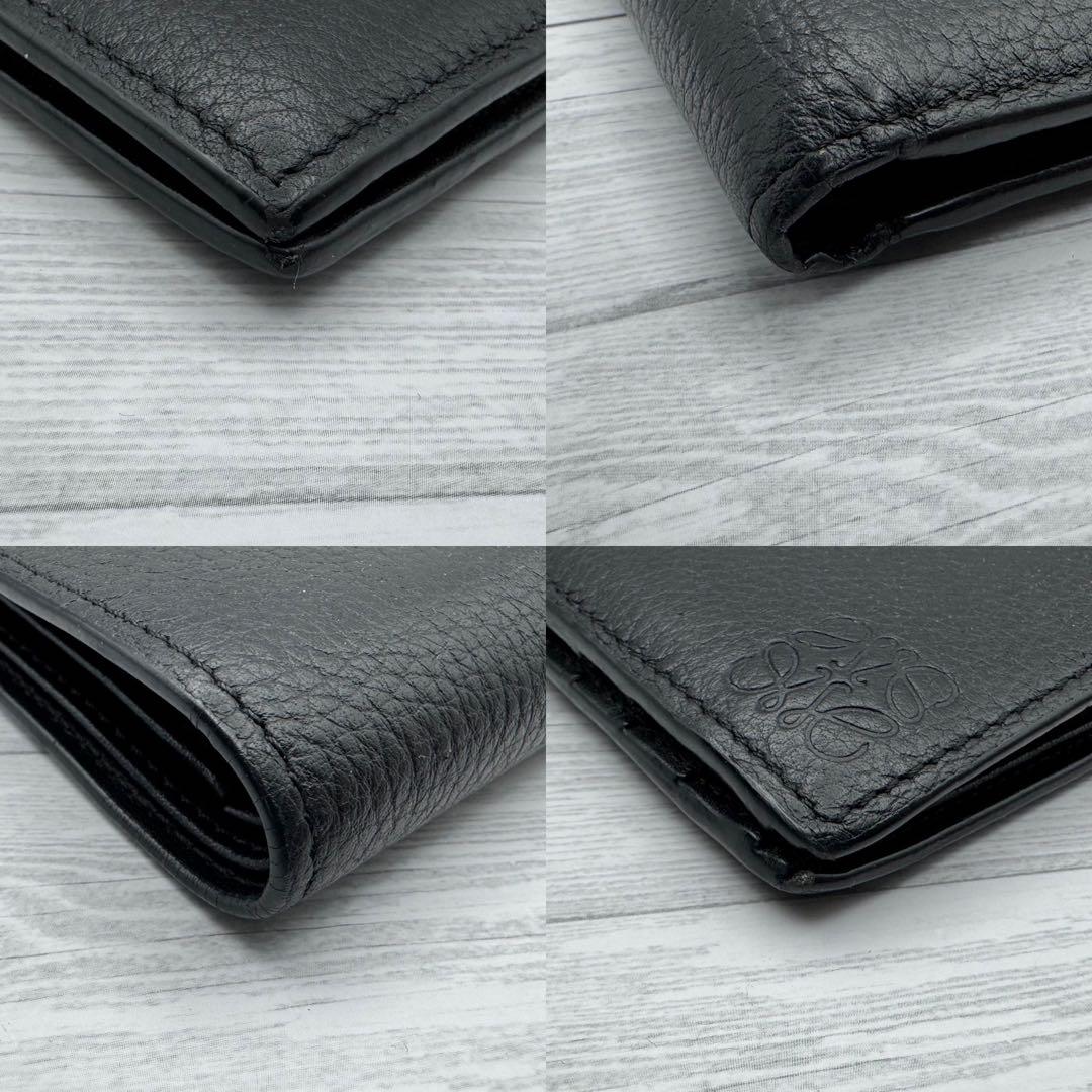 【希少・美品】LOEWE バイフォールド アナグラム 二つ折り ブラック　レザー