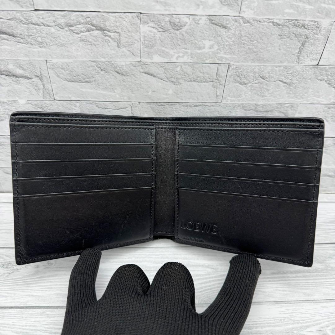 【希少・美品】LOEWE バイフォールド アナグラム 二つ折り ブラック　レザー