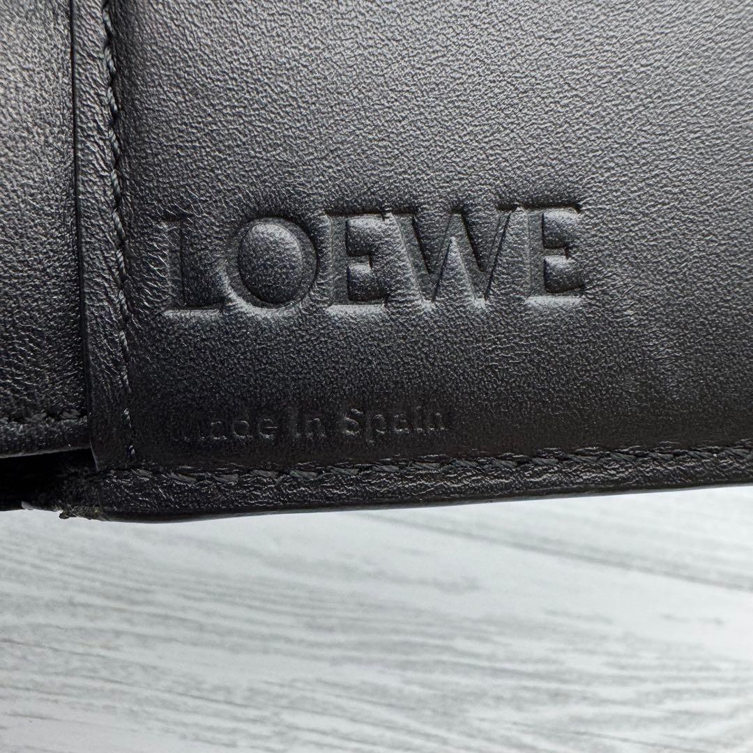 【希少・美品】LOEWE バイフォールド アナグラム 二つ折り ブラック　レザー