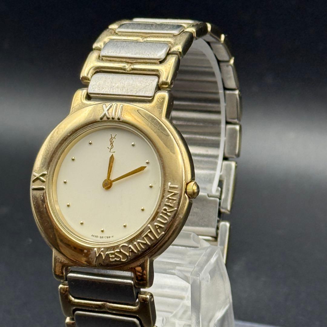 YVES SAINT LAURENT 腕時計 稼働品 ゴールド×シルバー YSL