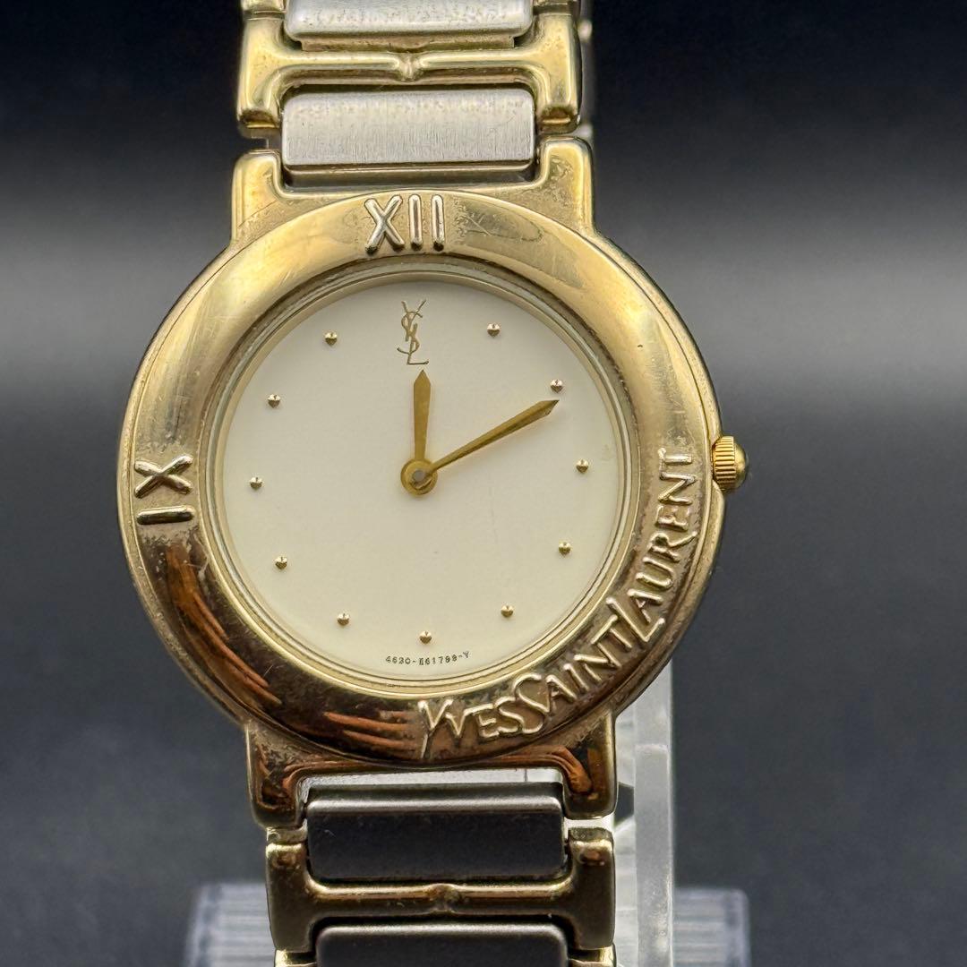 YVES SAINT LAURENT 腕時計 稼働品 ゴールド×シルバー YSL