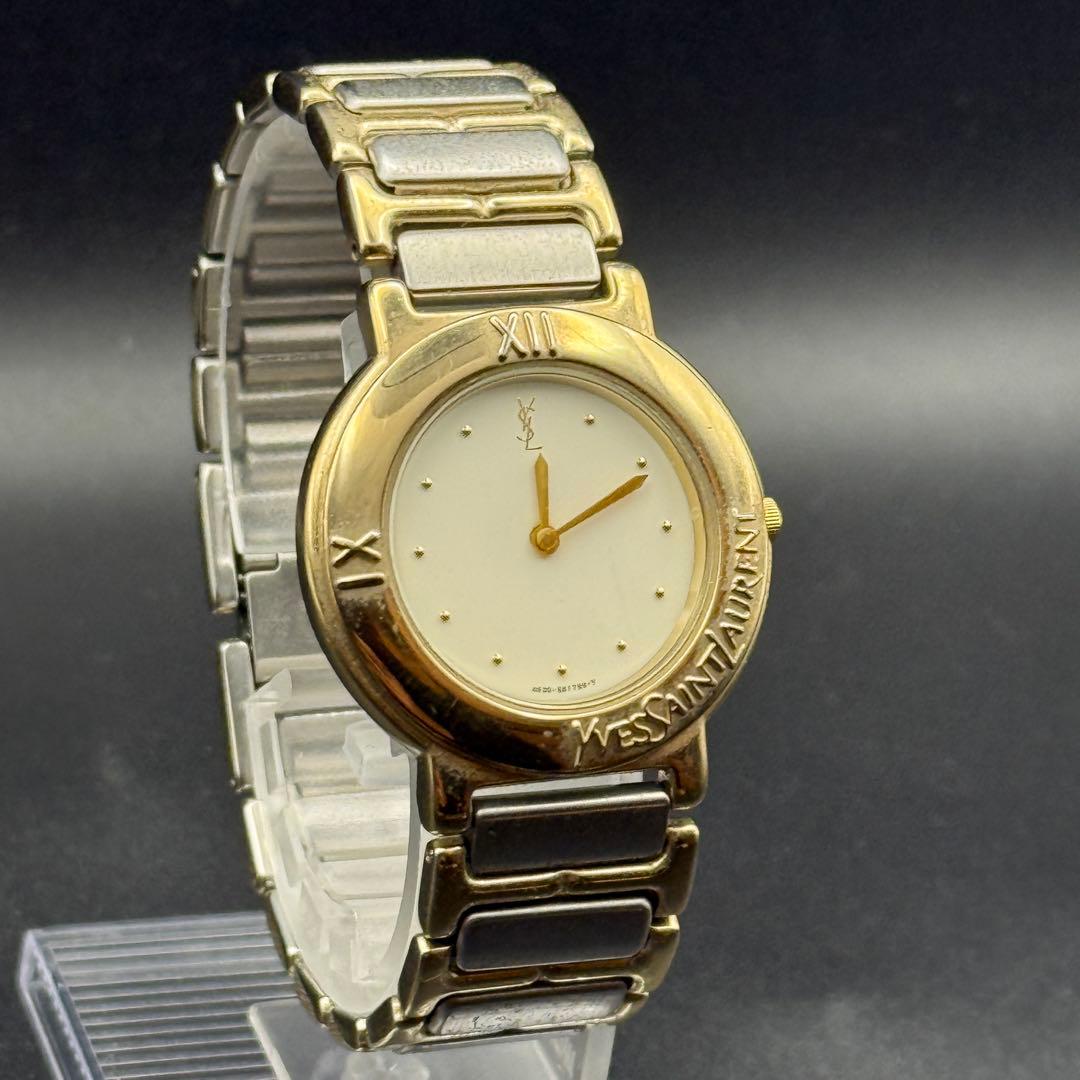 YVES SAINT LAURENT 腕時計 稼働品 ゴールド×シルバー YSL