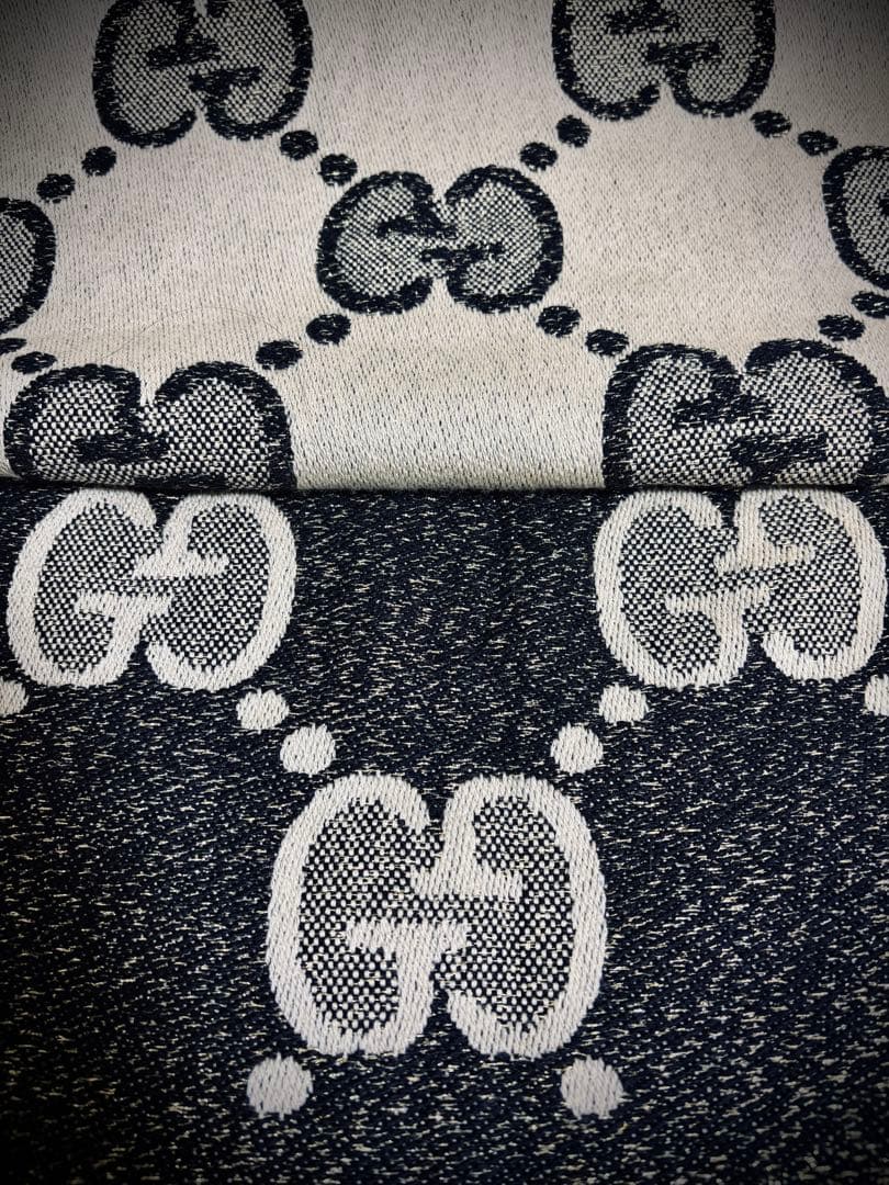 GUCCI マフラー GG ロゴ　ジャガード　メタリック　ウール　リバーシブル