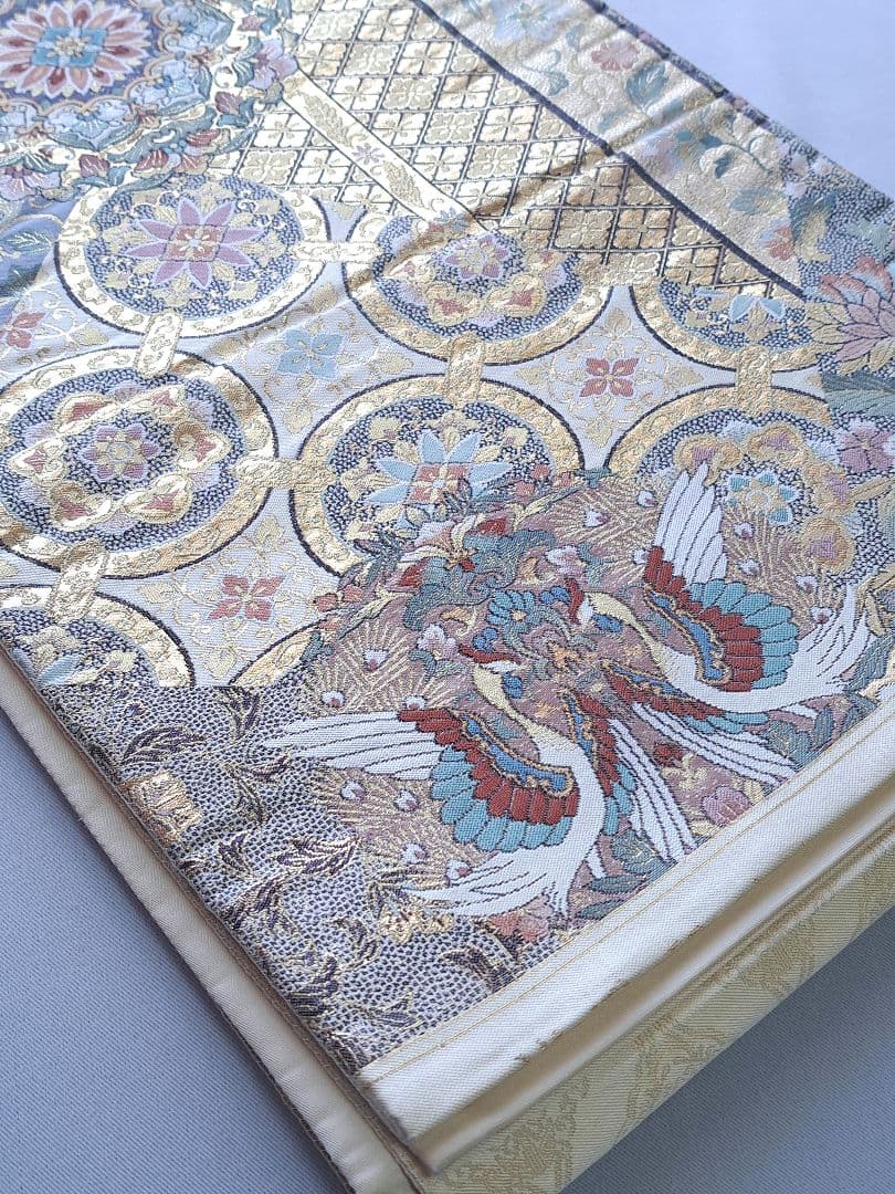 袋帯　六通　金銀　華文　正絹　着物