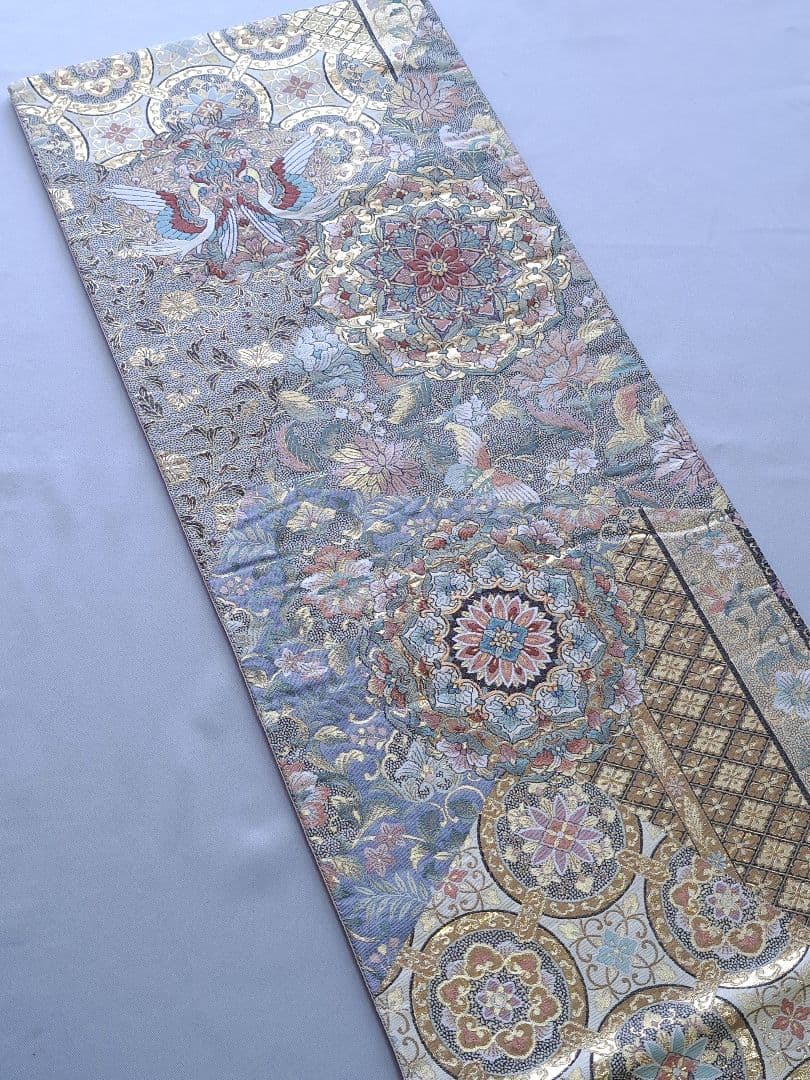 袋帯　六通　金銀　華文　正絹　着物