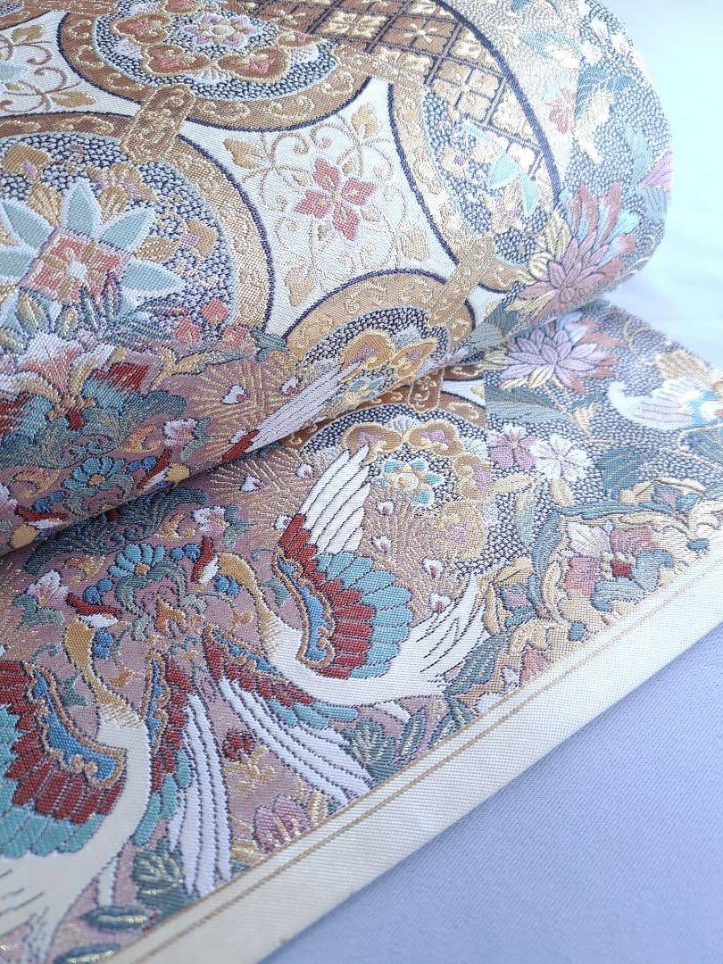 袋帯　六通　金銀　華文　正絹　着物