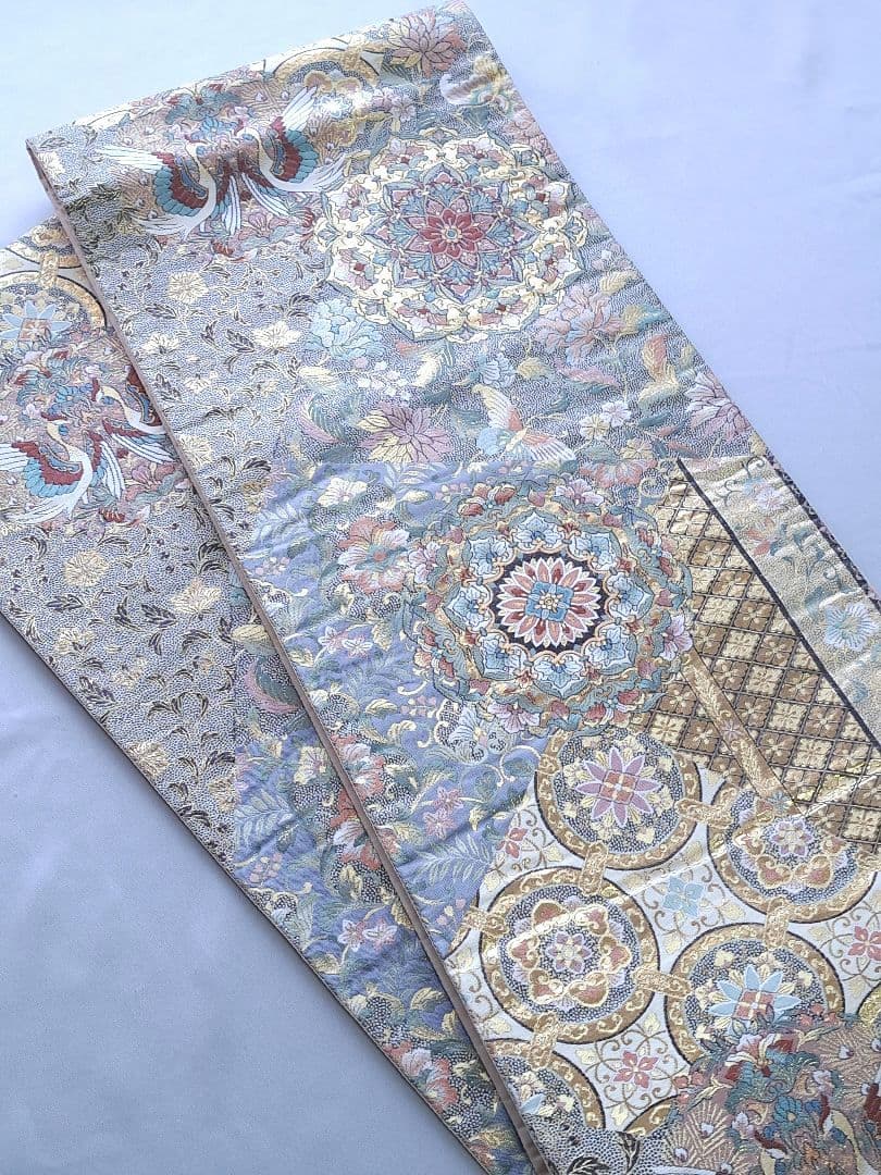 袋帯　六通　金銀　華文　正絹　着物