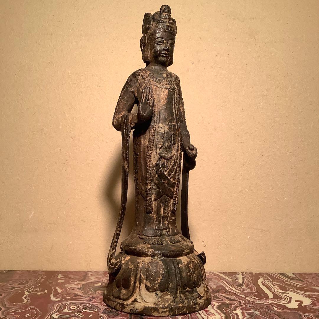 白鳳文化「古鉄・夢違観音菩薩立像」法隆寺・平城京・天平文化・鐵鋳・古鉄鍍金仏