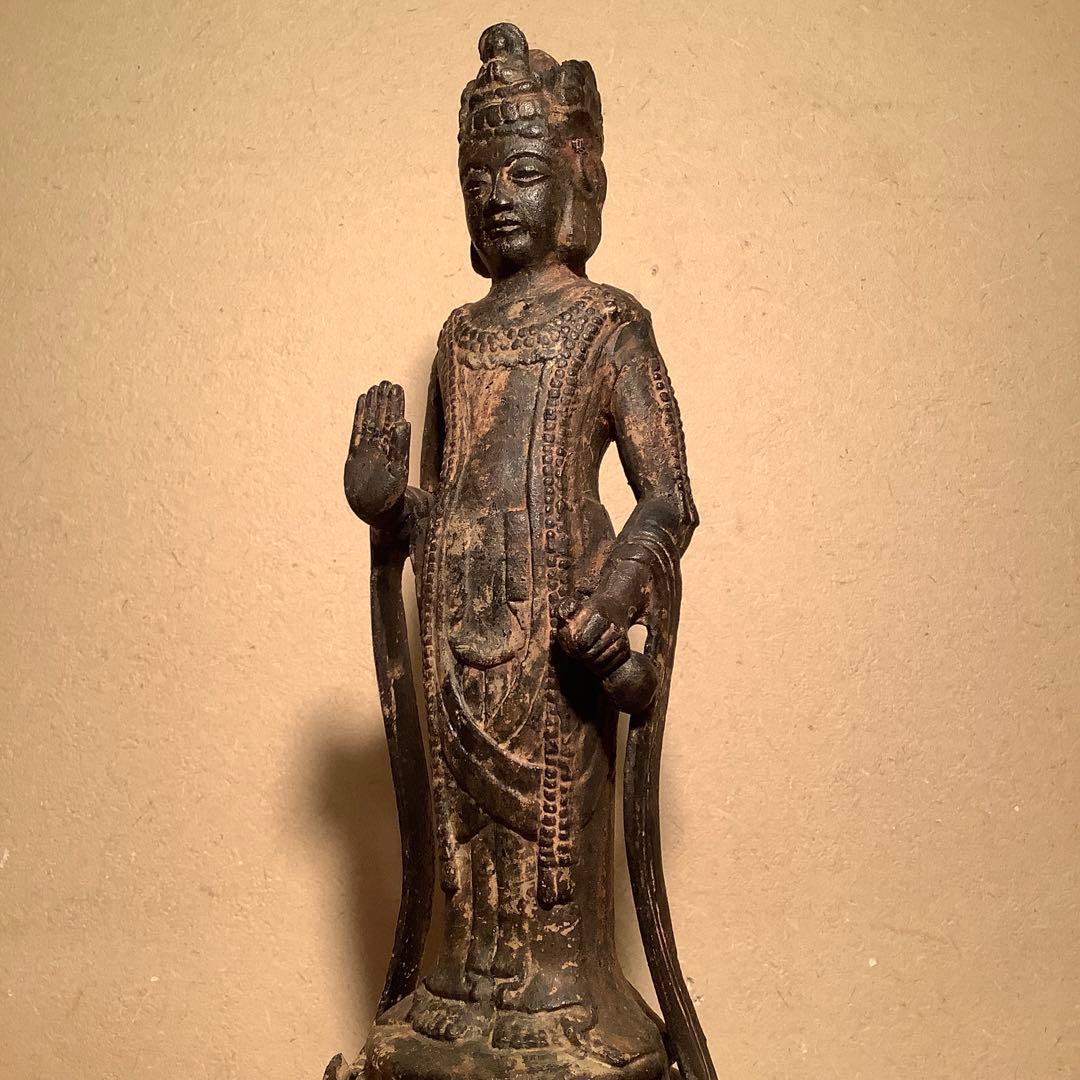 白鳳文化「古鉄・夢違観音菩薩立像」法隆寺・平城京・天平文化・鐵鋳・古鉄鍍金仏