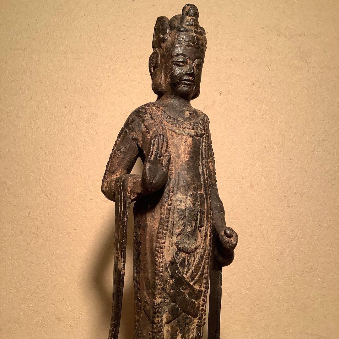 白鳳文化「古鉄・夢違観音菩薩立像」法隆寺・平城京・天平文化・鐵鋳・古鉄鍍金仏