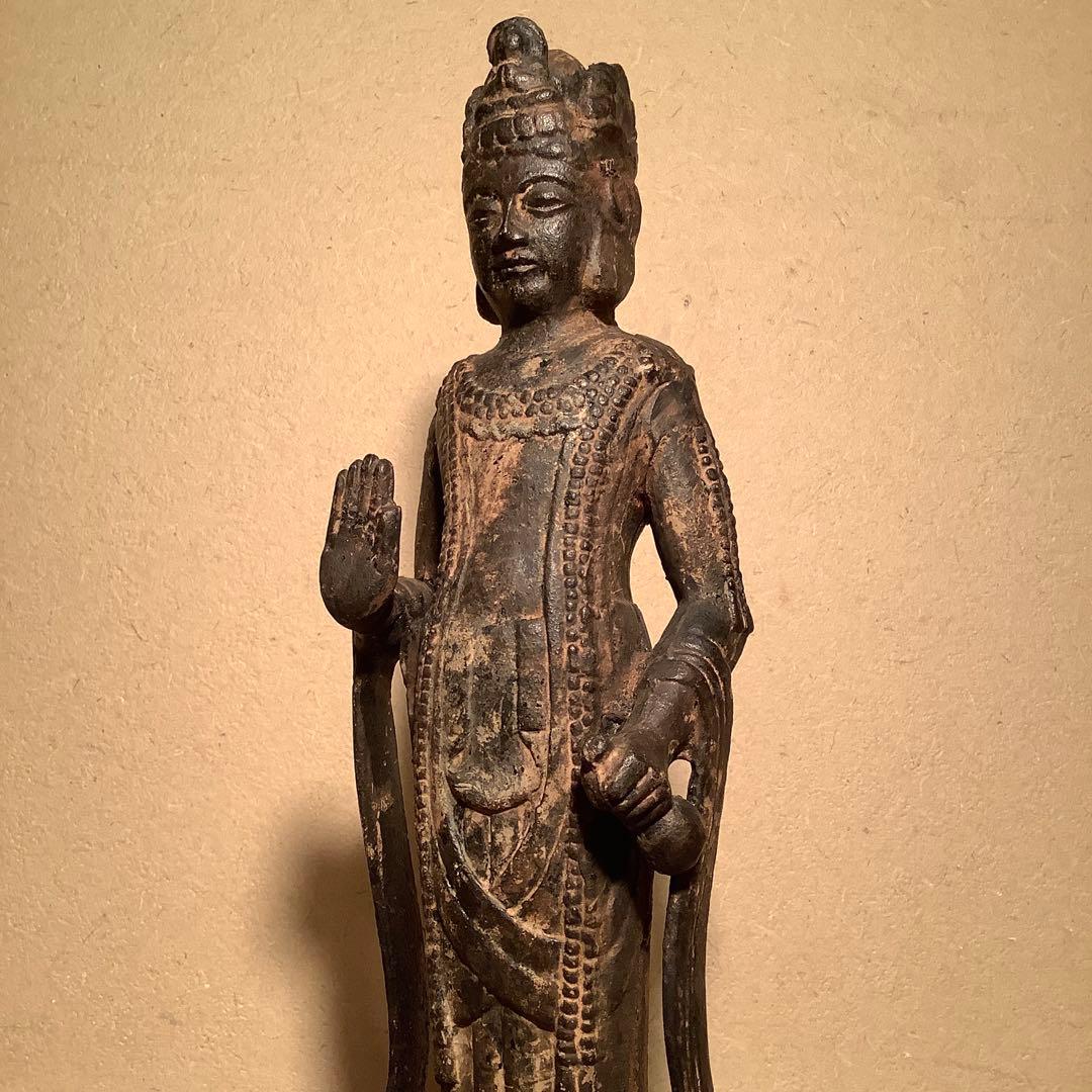 白鳳文化「古鉄・夢違観音菩薩立像」法隆寺・平城京・天平文化・鐵鋳・古鉄鍍金仏