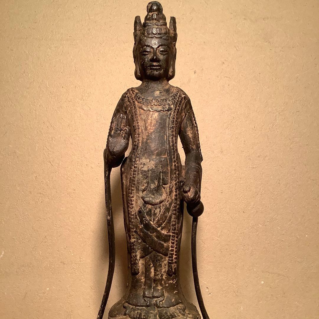 白鳳文化「古鉄・夢違観音菩薩立像」法隆寺・平城京・天平文化・鐵鋳・古鉄鍍金仏